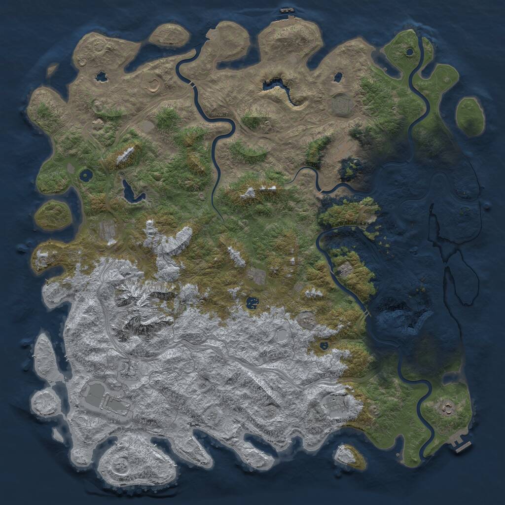 Rust Map: Procedural Map, Size: 6000, Seed: 599474984, 17 Monuments