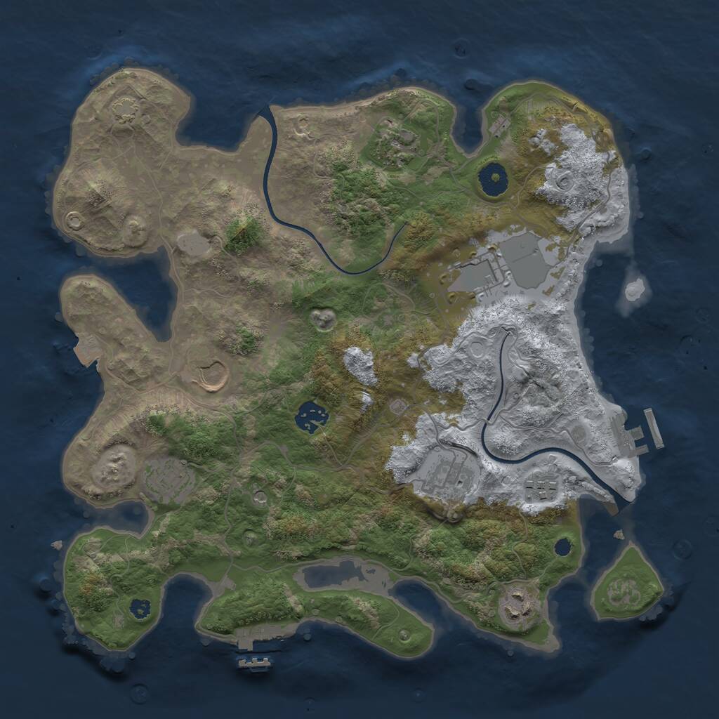 Rust Map: Procedural Map, Size: 3500, Seed: 1272897321, 13 Monuments