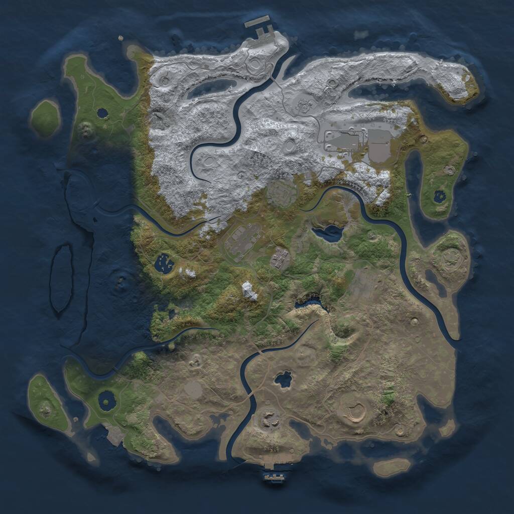 Rust Map: Procedural Map, Size: 4050, Seed: 658391468, 14 Monuments