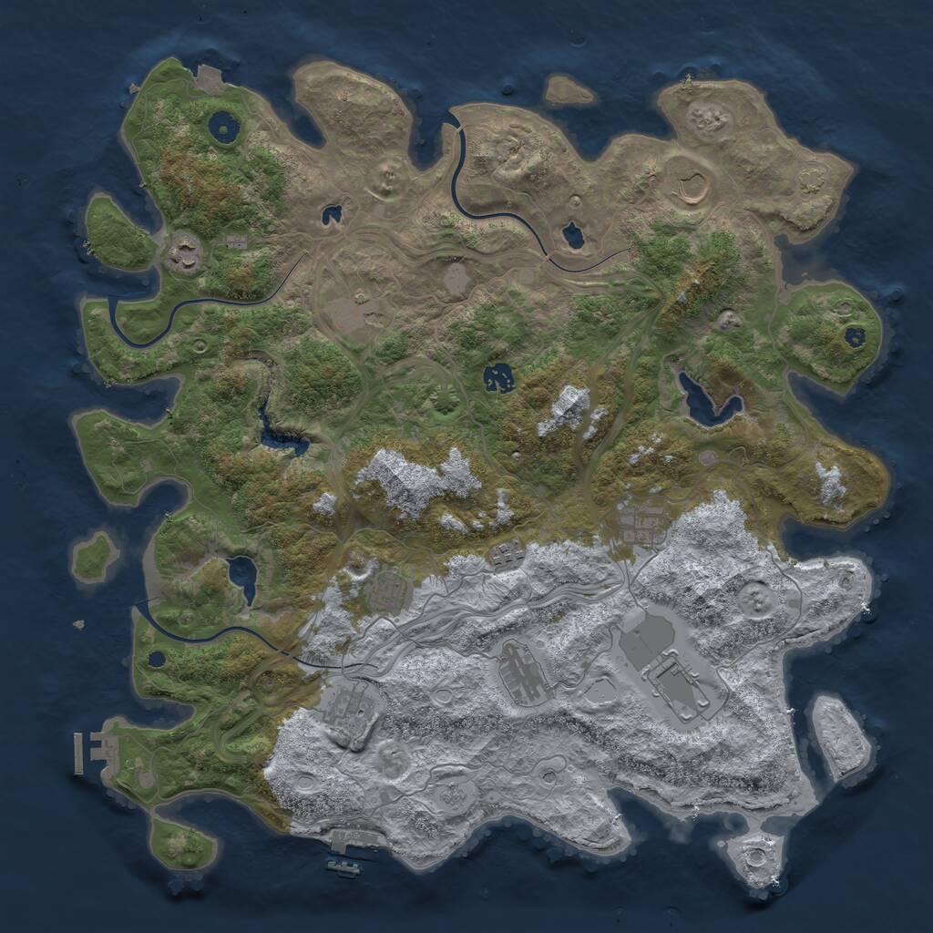 Rust Map: Procedural Map, Size: 4500, Seed: 1225566686, 16 Monuments