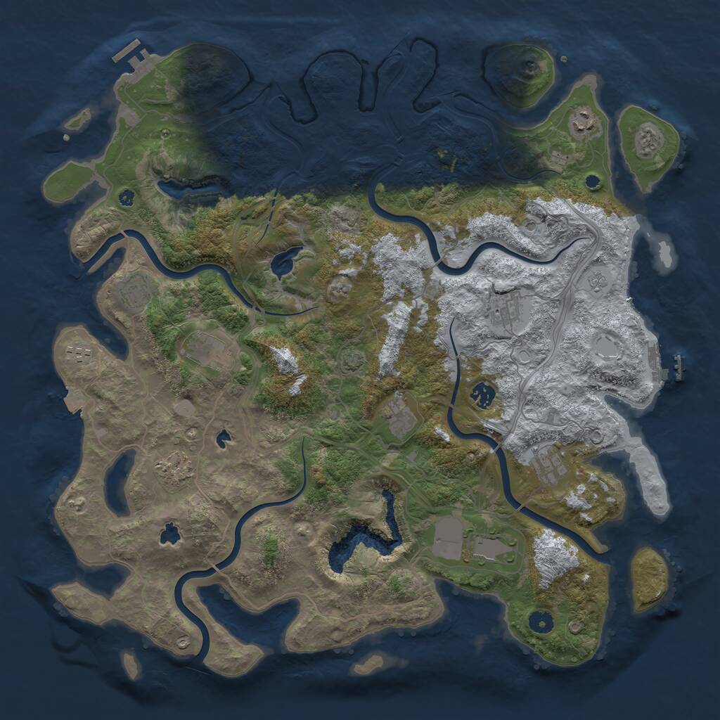 Rust Map: Procedural Map, Size: 4500, Seed: 850377293, 16 Monuments