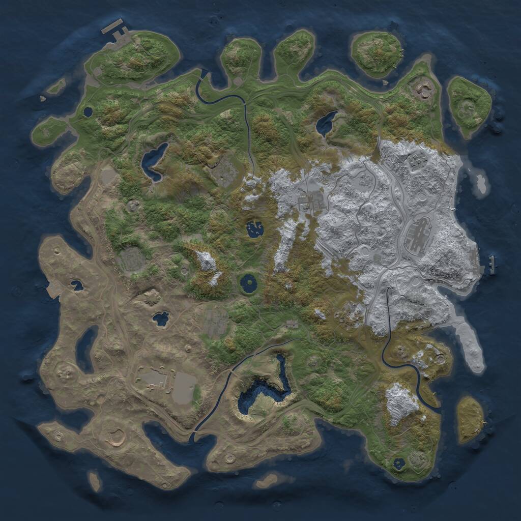 Rust Map: Procedural Map, Size: 4500, Seed: 850377293, 17 Monuments