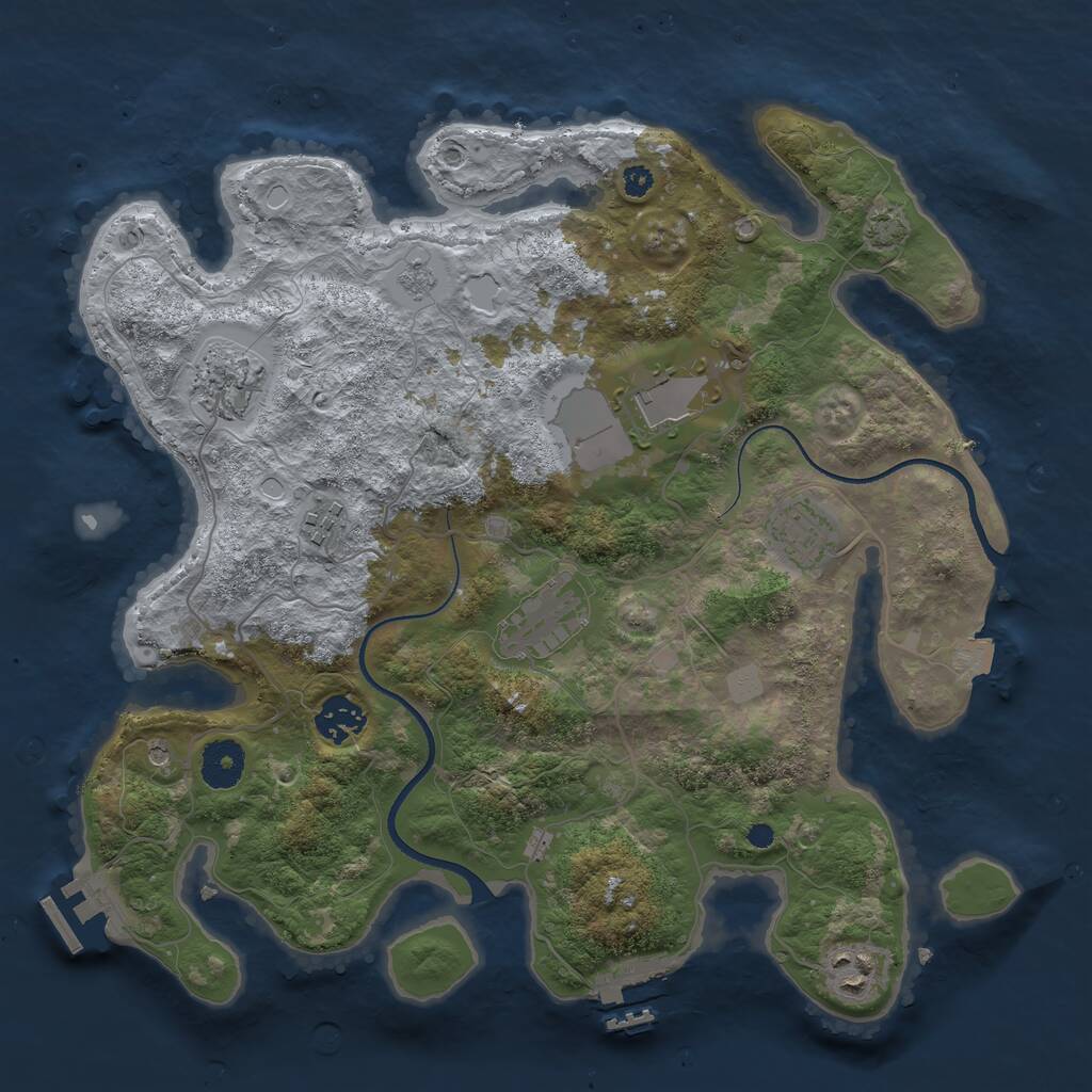 Rust Map: Procedural Map, Size: 3500, Seed: 1463908019, 13 Monuments