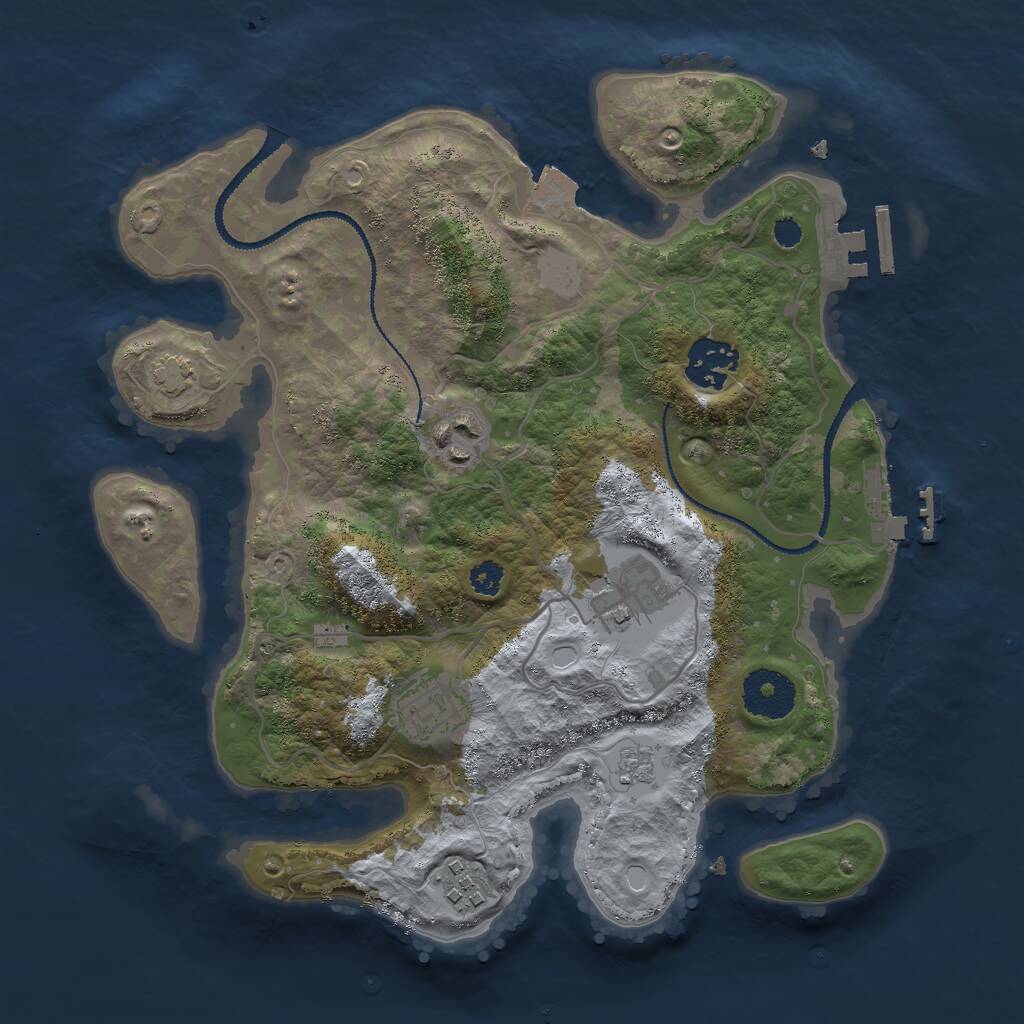 Rust Map: Procedural Map, Size: 3000, Seed: 6987325, 10 Monuments