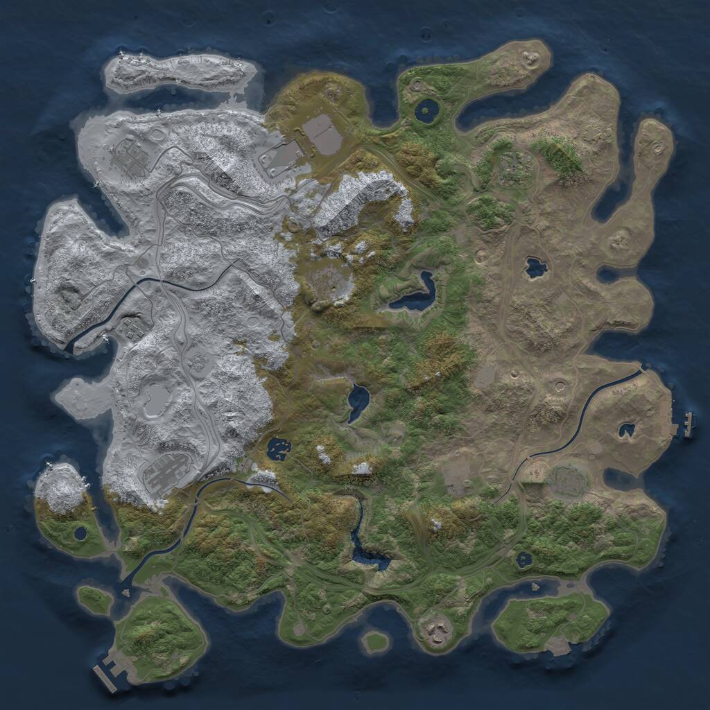 Rust Map: Procedural Map, Size: 4500, Seed: 1787376738, 16 Monuments