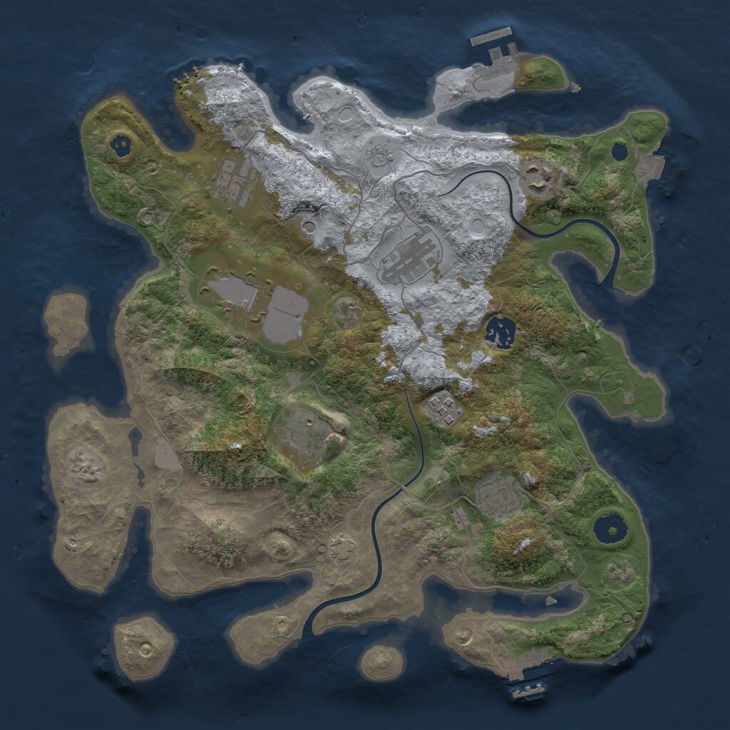 Rust Map: Procedural Map, Size: 3500, Seed: 396738746, 14 Monuments