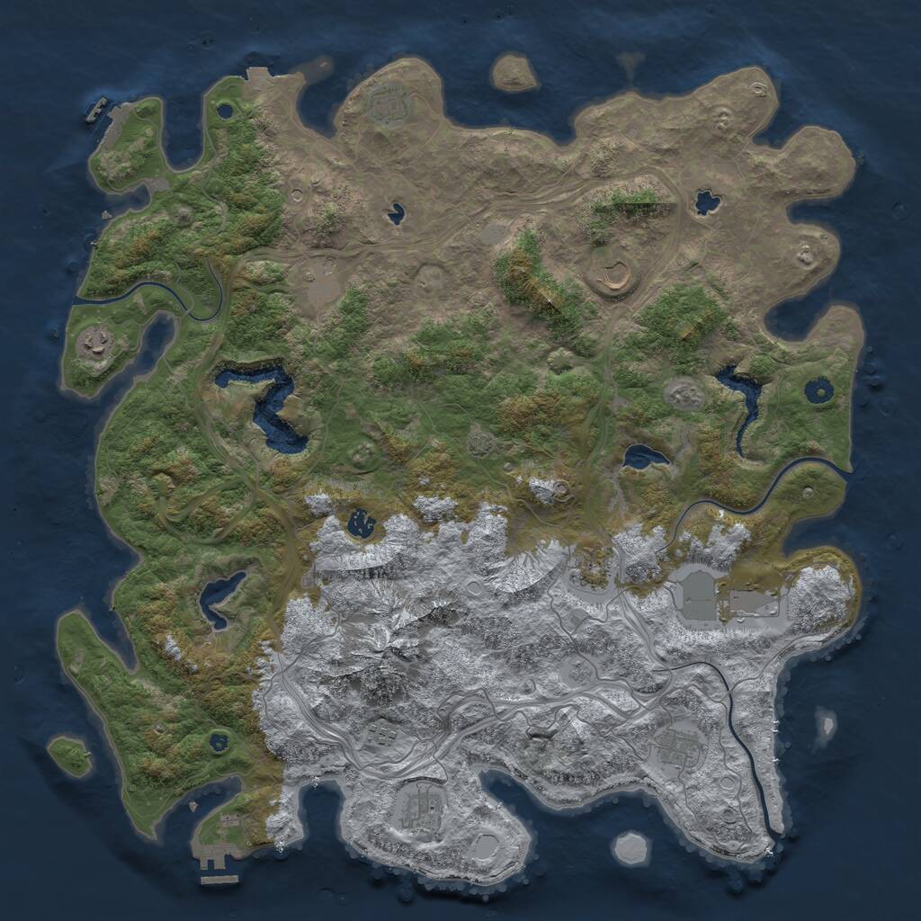 Rust Map: Procedural Map, Size: 5000, Seed: 265311674, 16 Monuments