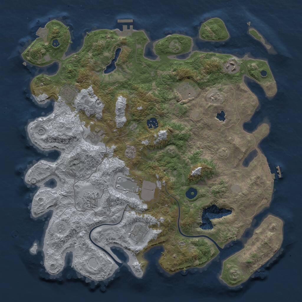 Rust Map: Procedural Map, Size: 4000, Seed: 2054046209, 15 Monuments