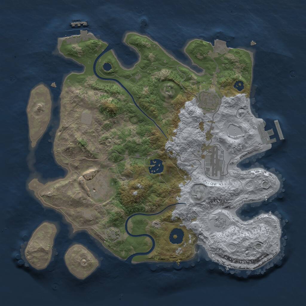 Rust Map: Procedural Map, Size: 3000, Seed: 818179037, 9 Monuments