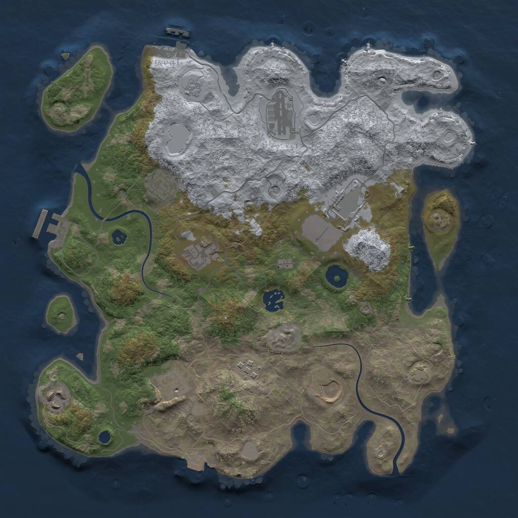 Rust Map: Procedural Map, Size: 3500, Seed: 1343901602, 15 Monuments