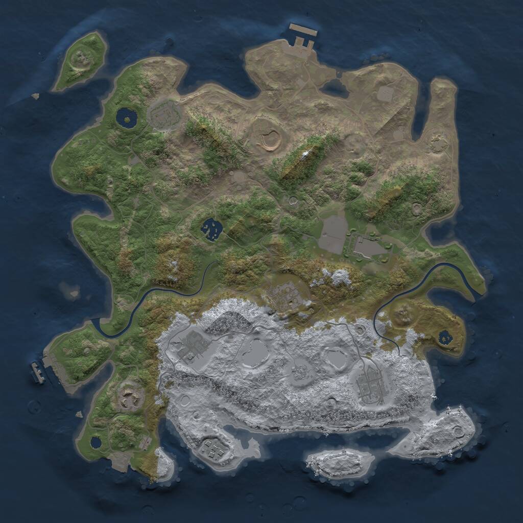 Rust Map: Procedural Map, Size: 3750, Seed: 1544214306, 15 Monuments