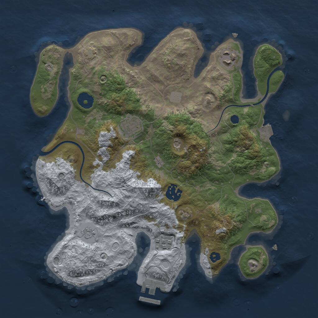 Rust Map: Procedural Map, Size: 3000, Seed: 2030585667, 9 Monuments