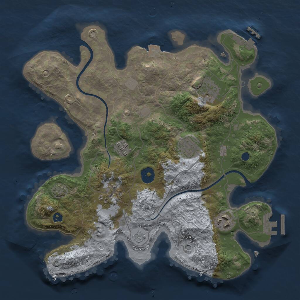 Rust Map: Procedural Map, Size: 3000, Seed: 1380728363, 11 Monuments
