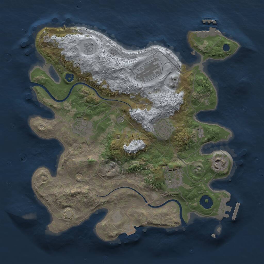 Rust Map: Procedural Map, Size: 3000, Seed: 5229, 11 Monuments