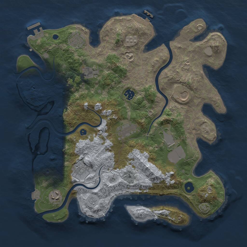 Rust Map: Procedural Map, Size: 3700, Seed: 1566314409, 15 Monuments