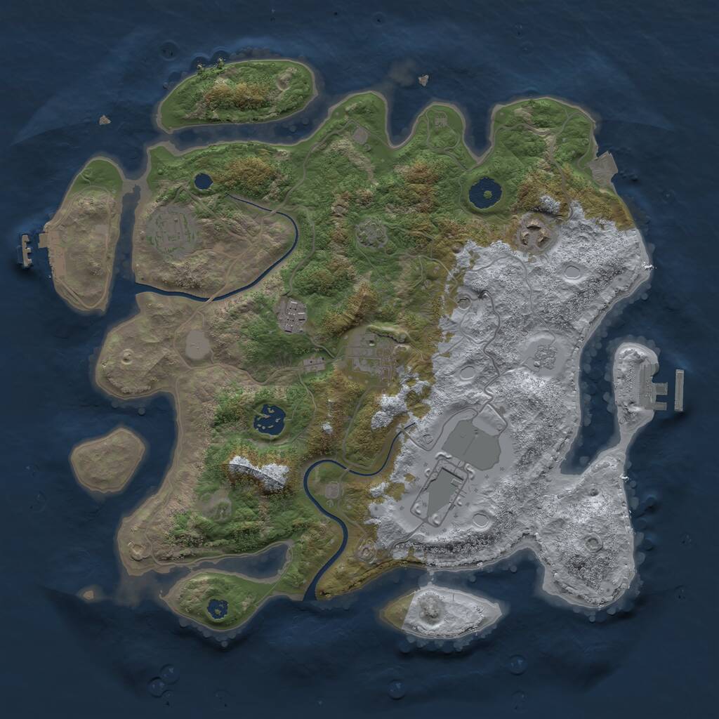 Rust Map: Procedural Map, Size: 3500, Seed: 507469125, 12 Monuments