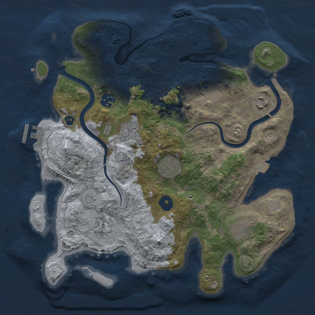 Rust Map: Procedural Map, Size: 3300, Seed: 169181427, 14 Monuments