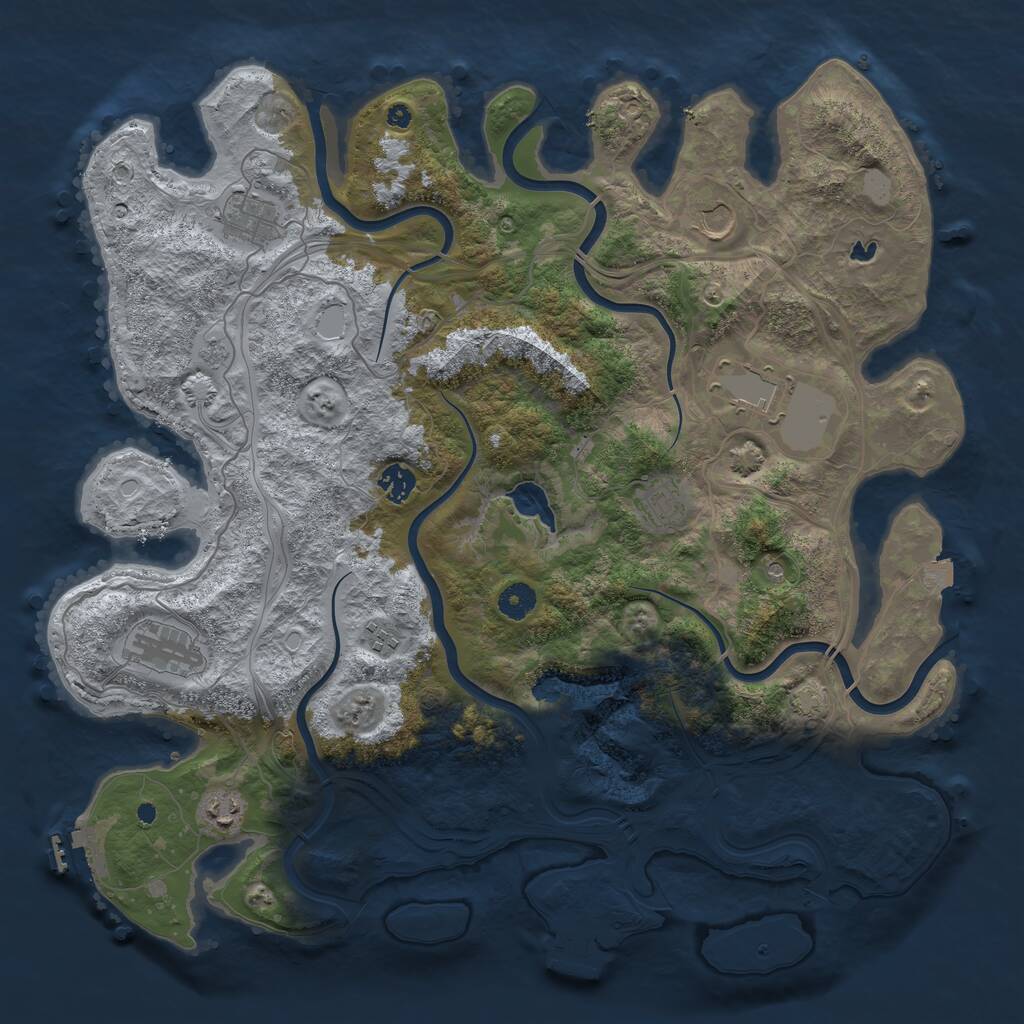 Rust Map: Procedural Map, Size: 4250, Seed: 643479971, 14 Monuments