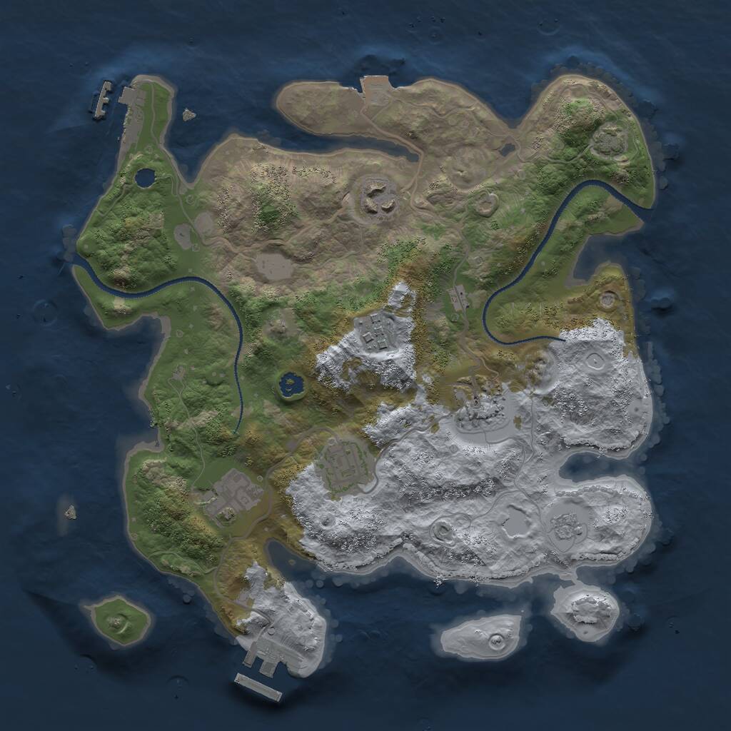 Rust Map: Procedural Map, Size: 3000, Seed: 1454368206, 10 Monuments