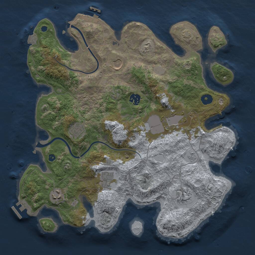 Rust Map: Procedural Map, Size: 3500, Seed: 442663701, 14 Monuments