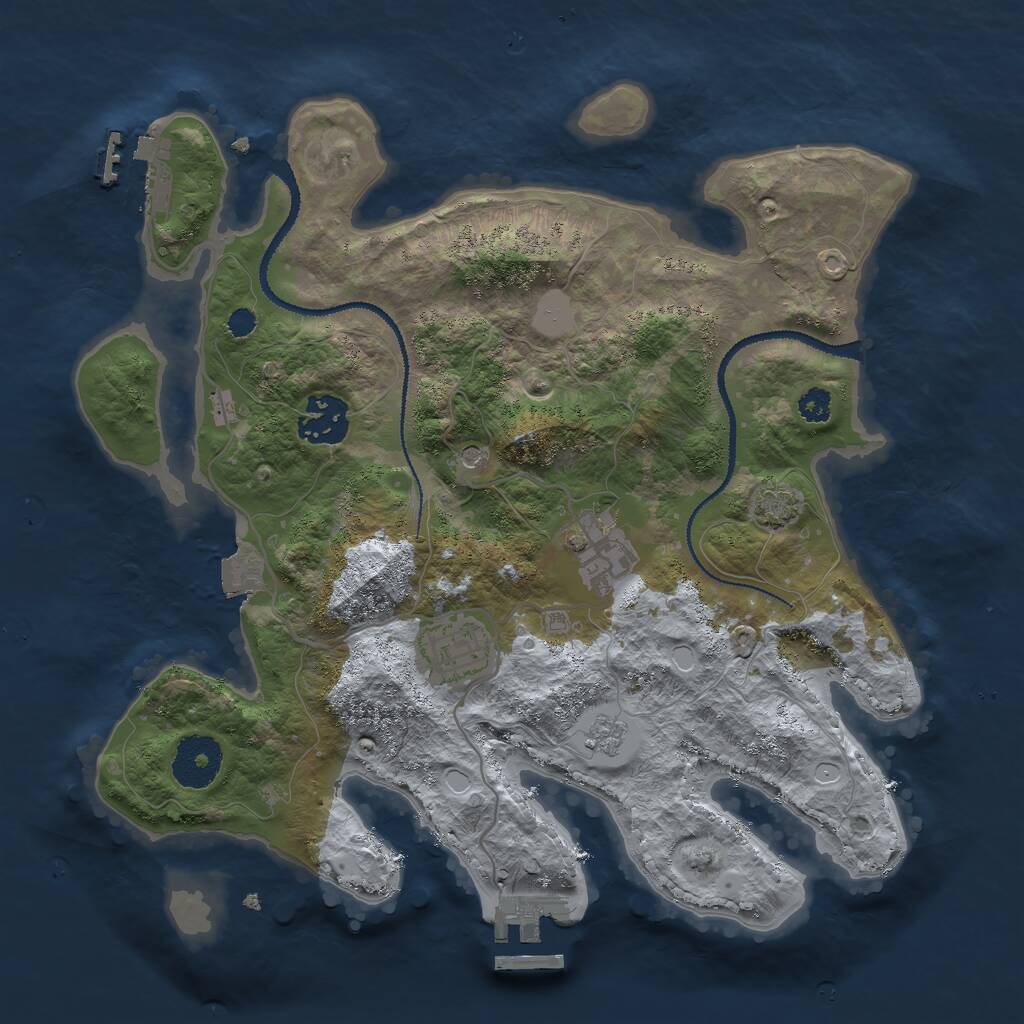 Rust Map: Procedural Map, Size: 3000, Seed: 1647028283, 9 Monuments
