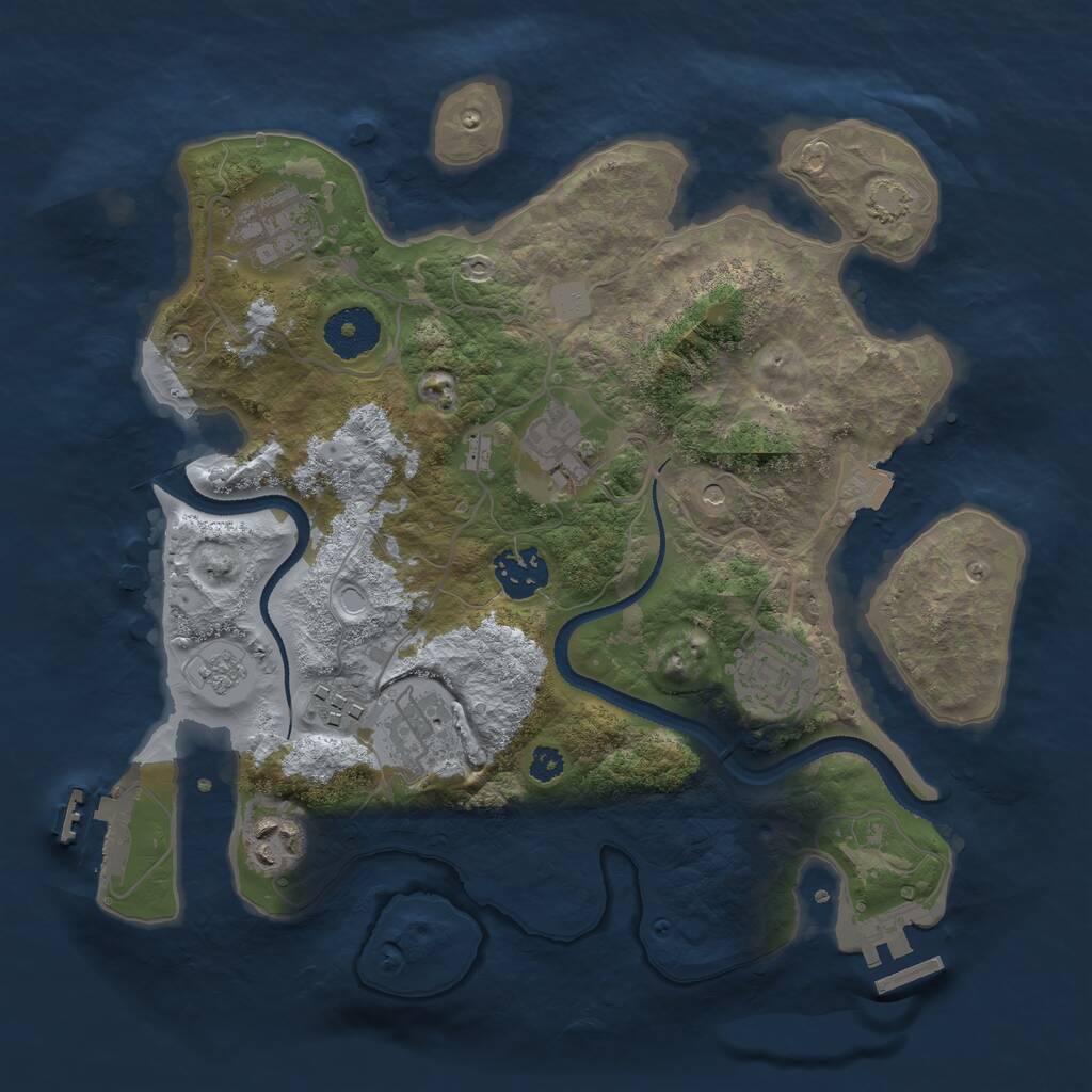 Rust Map: Procedural Map, Size: 3128, Seed: 16088061, 13 Monuments