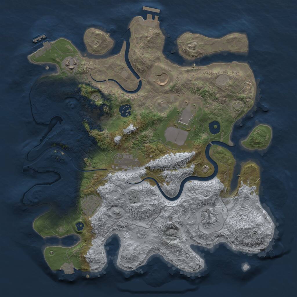 Rust Map: Procedural Map, Size: 3500, Seed: 855773597, 14 Monuments