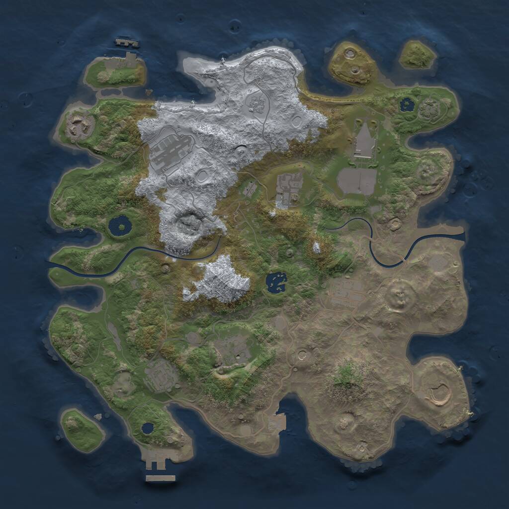 Rust Map: Procedural Map, Size: 3500, Seed: 969356157, 15 Monuments
