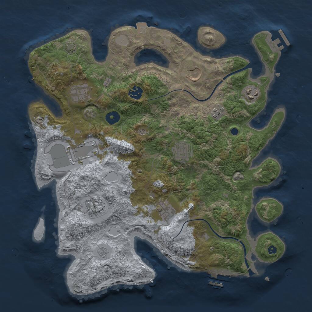 Rust Map: Procedural Map, Size: 3500, Seed: 2118406179, 15 Monuments