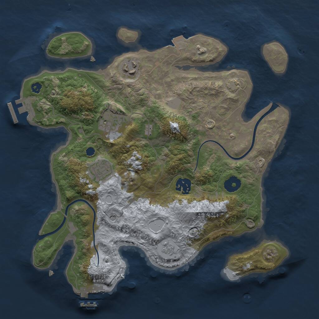 Rust Map: Procedural Map, Size: 3000, Seed: 18430, 10 Monuments