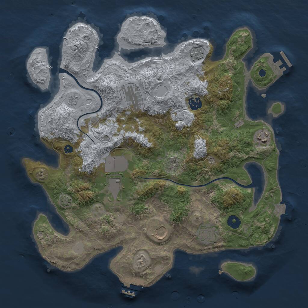 Rust Map: Procedural Map, Size: 3500, Seed: 1042646827, 13 Monuments