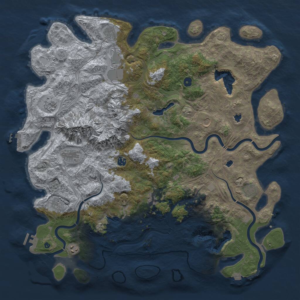 Rust Map: Procedural Map, Size: 5000, Seed: 463145549, 17 Monuments