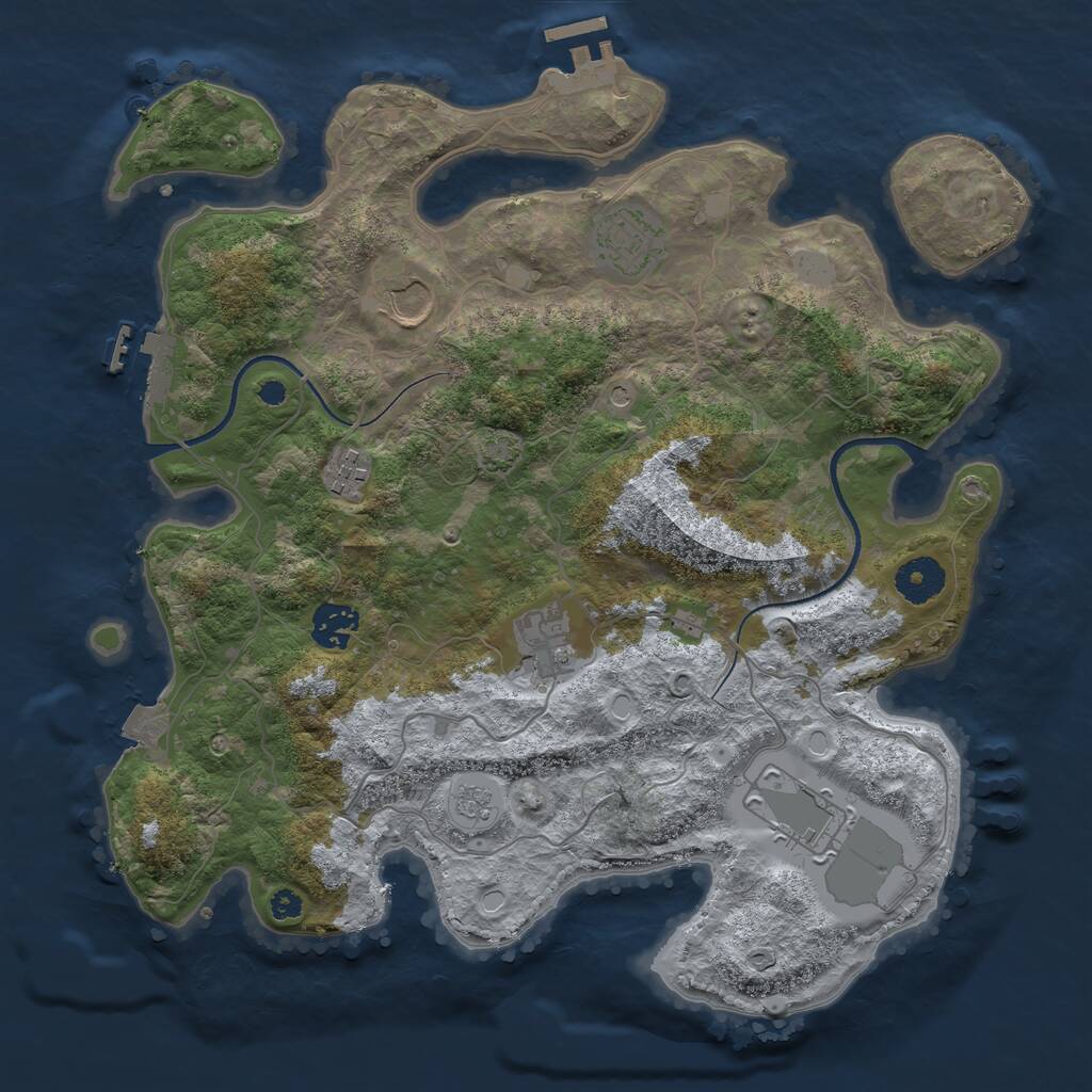 Rust Map: Procedural Map, Size: 3500, Seed: 172395415, 12 Monuments