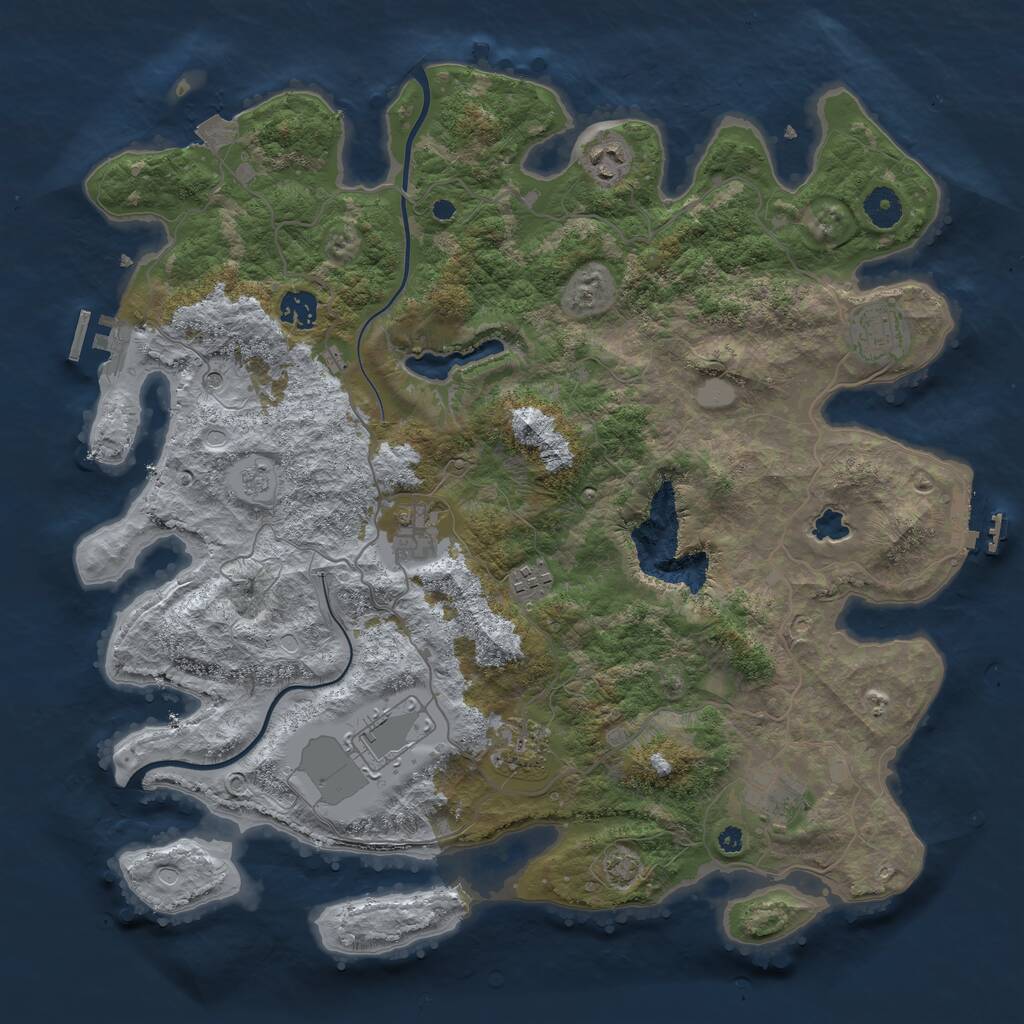 Rust Map: Procedural Map, Size: 4000, Seed: 2008406340, 14 Monuments