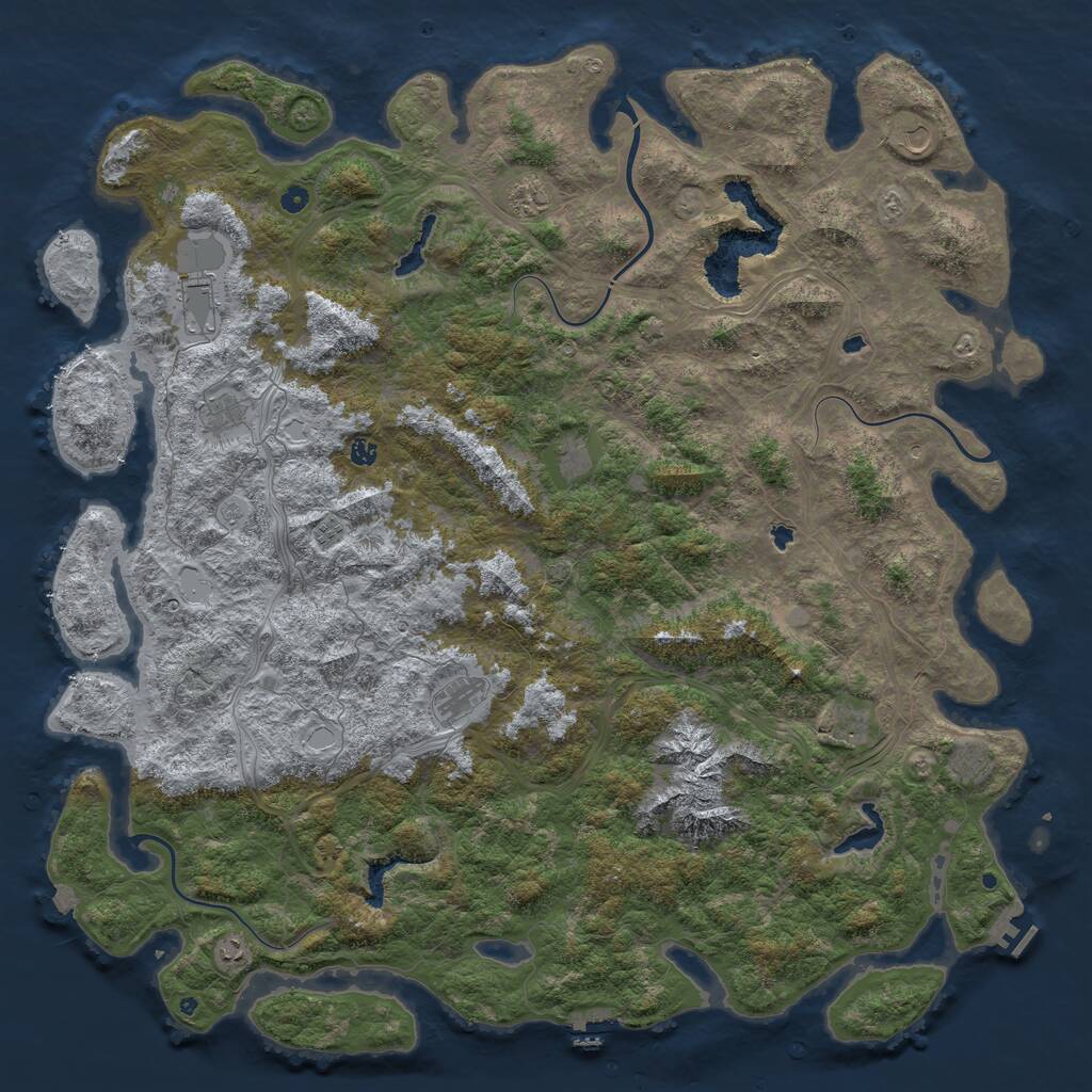 Rust Map: Procedural Map, Size: 6000, Seed: 1275044811, 17 Monuments