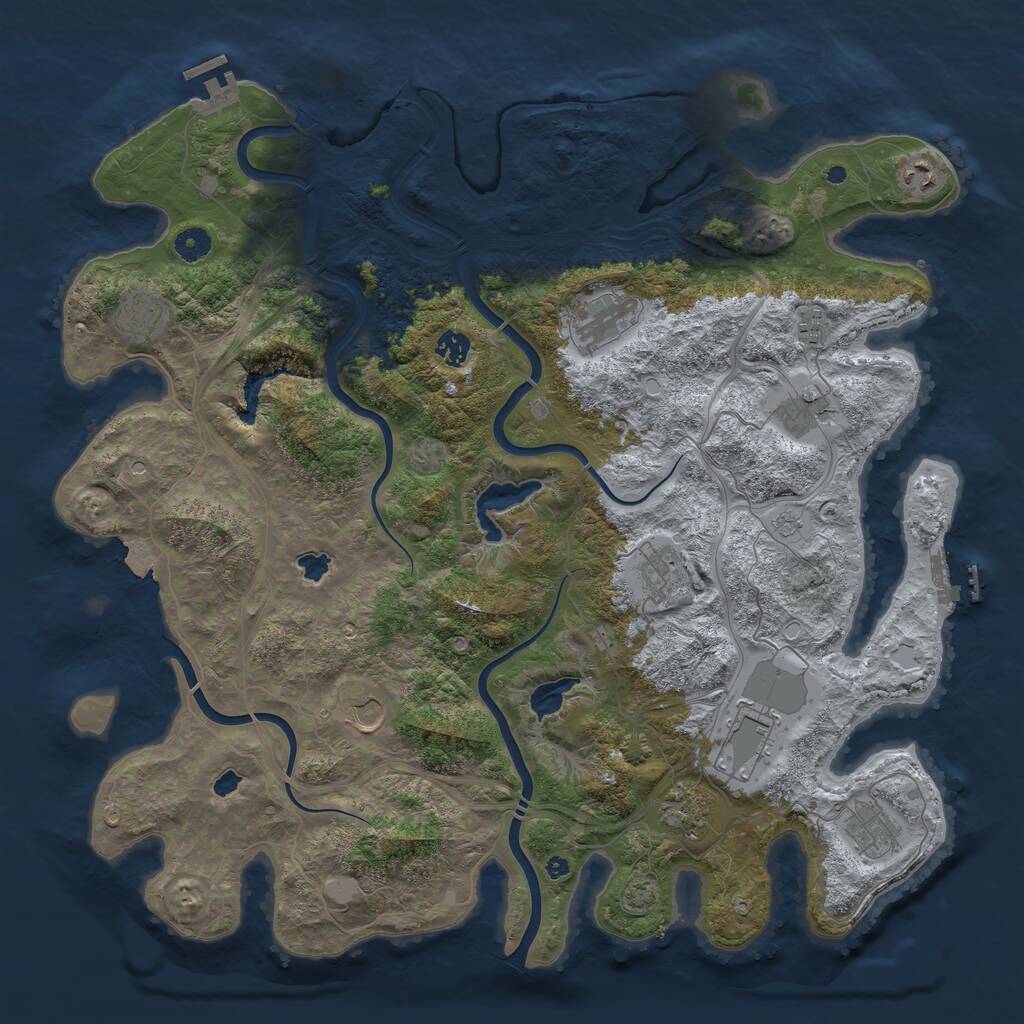 Rust Map: Procedural Map, Size: 4500, Seed: 1677344086, 17 Monuments