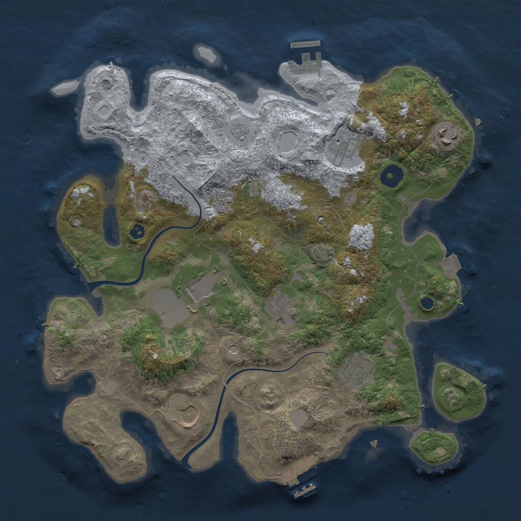 Rust Map: Procedural Map, Size: 3500, Seed: 1707727864, 13 Monuments