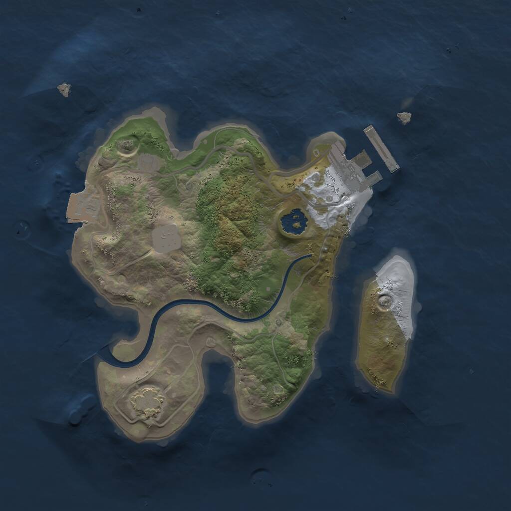 Rust Map: Procedural Map, Size: 2000, Seed: 1229315583, 3 Monuments