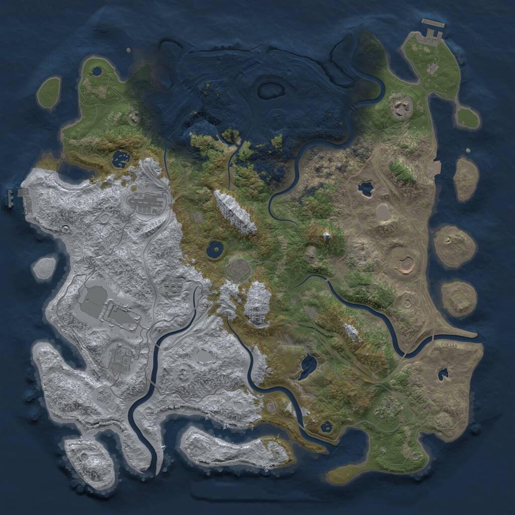 Rust Map: Procedural Map, Size: 4500, Seed: 1840861706, 15 Monuments