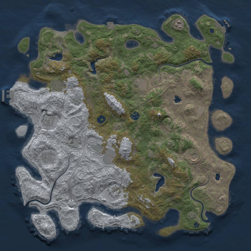 Rust Map: Procedural Map, Size: 4500, Seed: 1840861706, 16 Monuments