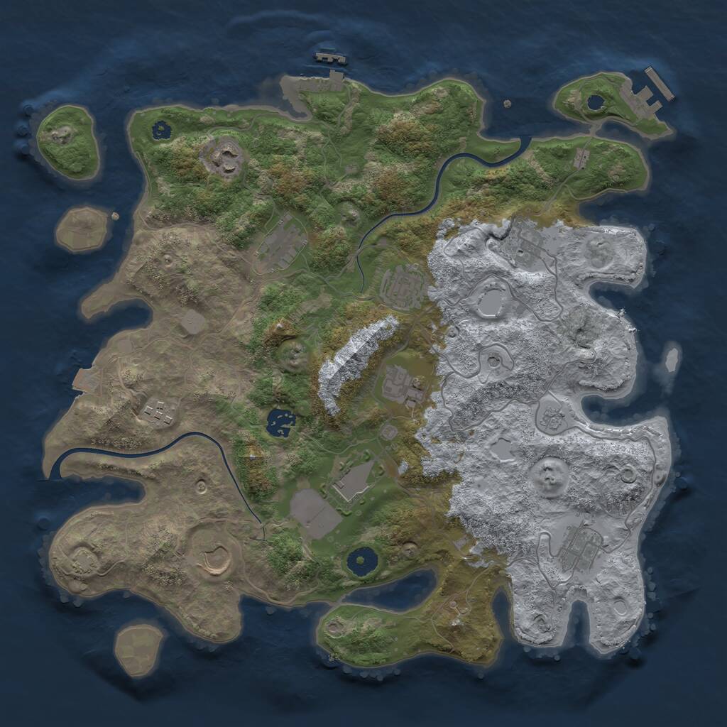 Rust Map: Procedural Map, Size: 3750, Seed: 1965992276, 16 Monuments