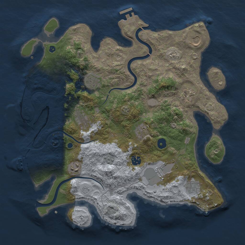 Rust Map: Procedural Map, Size: 3750, Seed: 1579994526, 16 Monuments