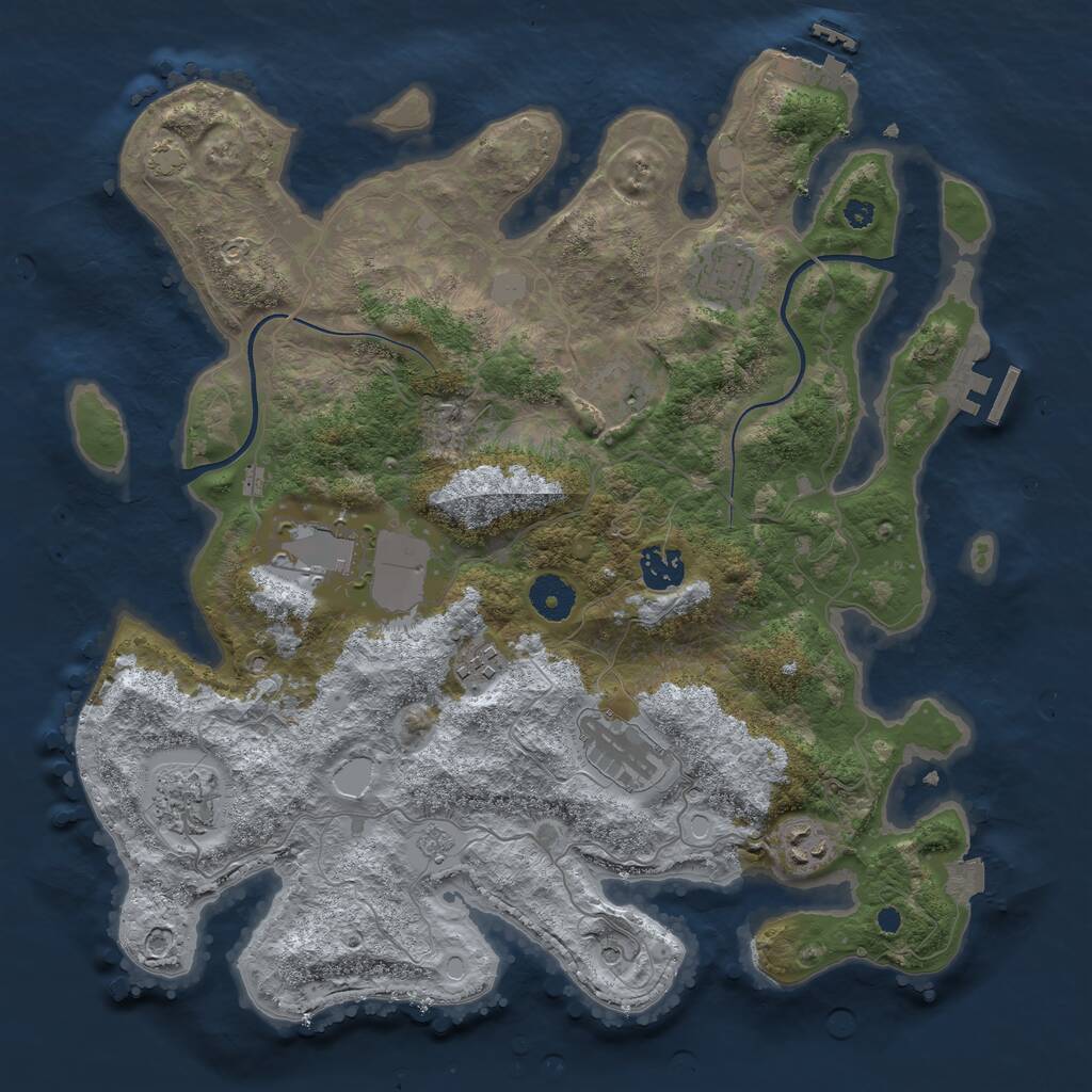 Rust Map: Procedural Map, Size: 3650, Seed: 62504583, 14 Monuments