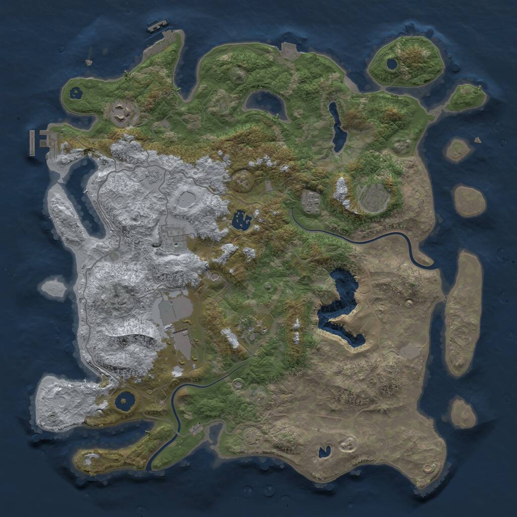 Rust Map: Procedural Map, Size: 4000, Seed: 87744444, 13 Monuments