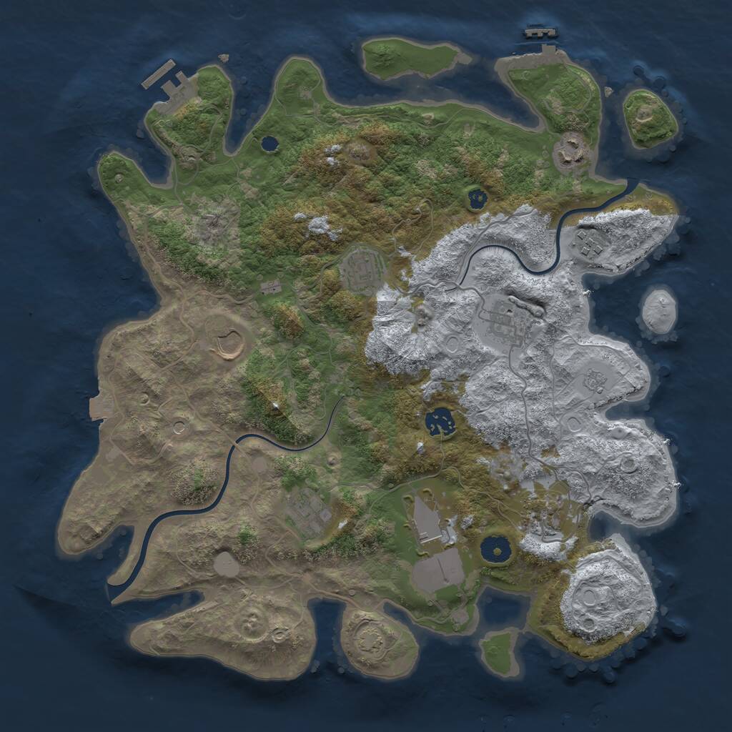 Rust Map: Procedural Map, Size: 3750, Seed: 3266523, 15 Monuments