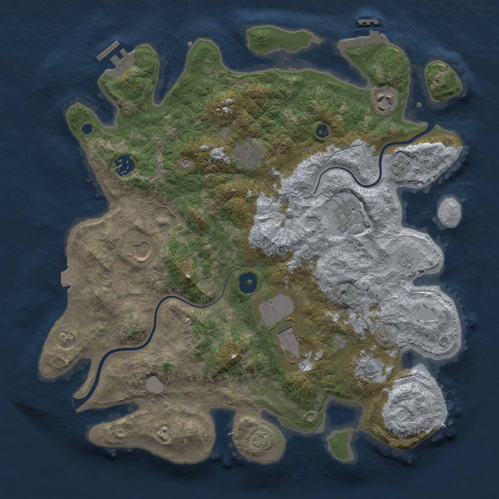 Rust Map: Procedural Map, Size: 3750, Seed: 3266523, 14 Monuments