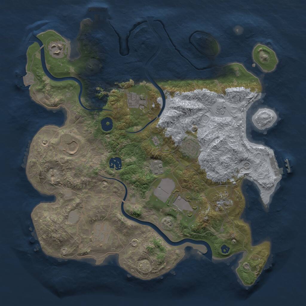 Rust Map: Procedural Map, Size: 3500, Seed: 1727101147, 15 Monuments