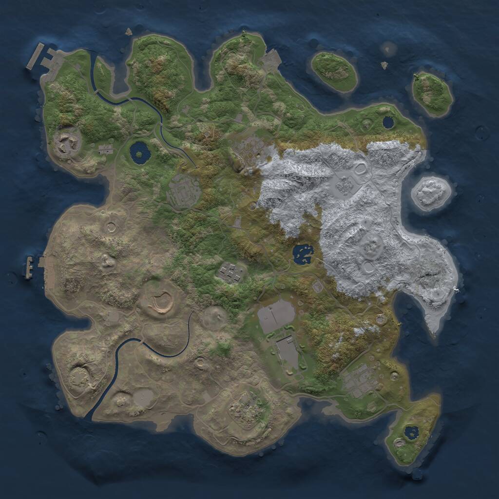 Rust Map: Procedural Map, Size: 3500, Seed: 1727101147, 15 Monuments