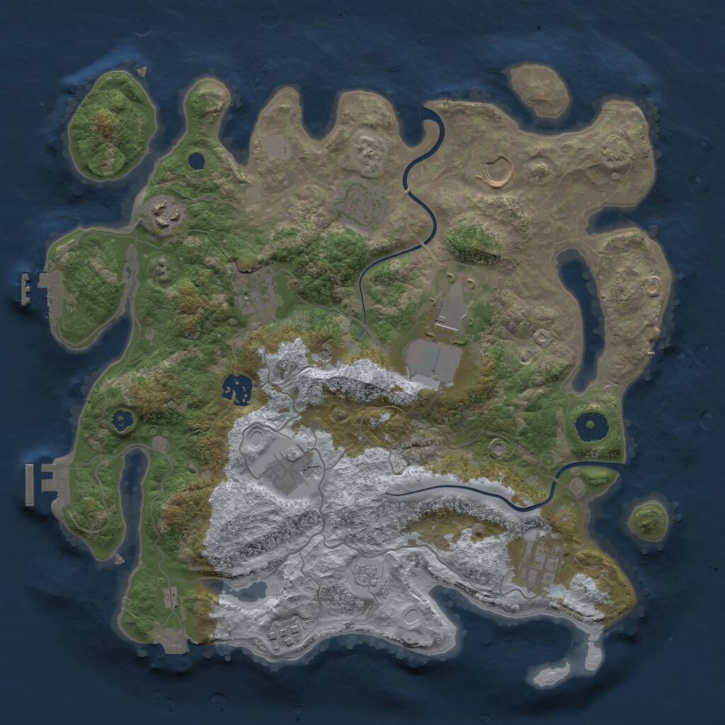 Rust Map: Procedural Map, Size: 3500, Seed: 802767809, 15 Monuments
