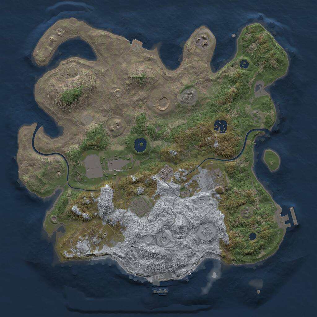 Rust Map: Procedural Map, Size: 3500, Seed: 2112511857, 14 Monuments